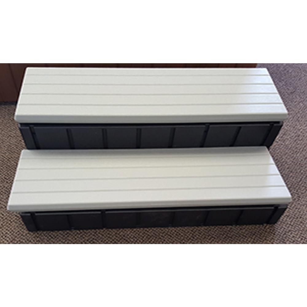 Confer Plastics 36 in. x 14 in. Hot Tub Steps in Gray | The Home Depot