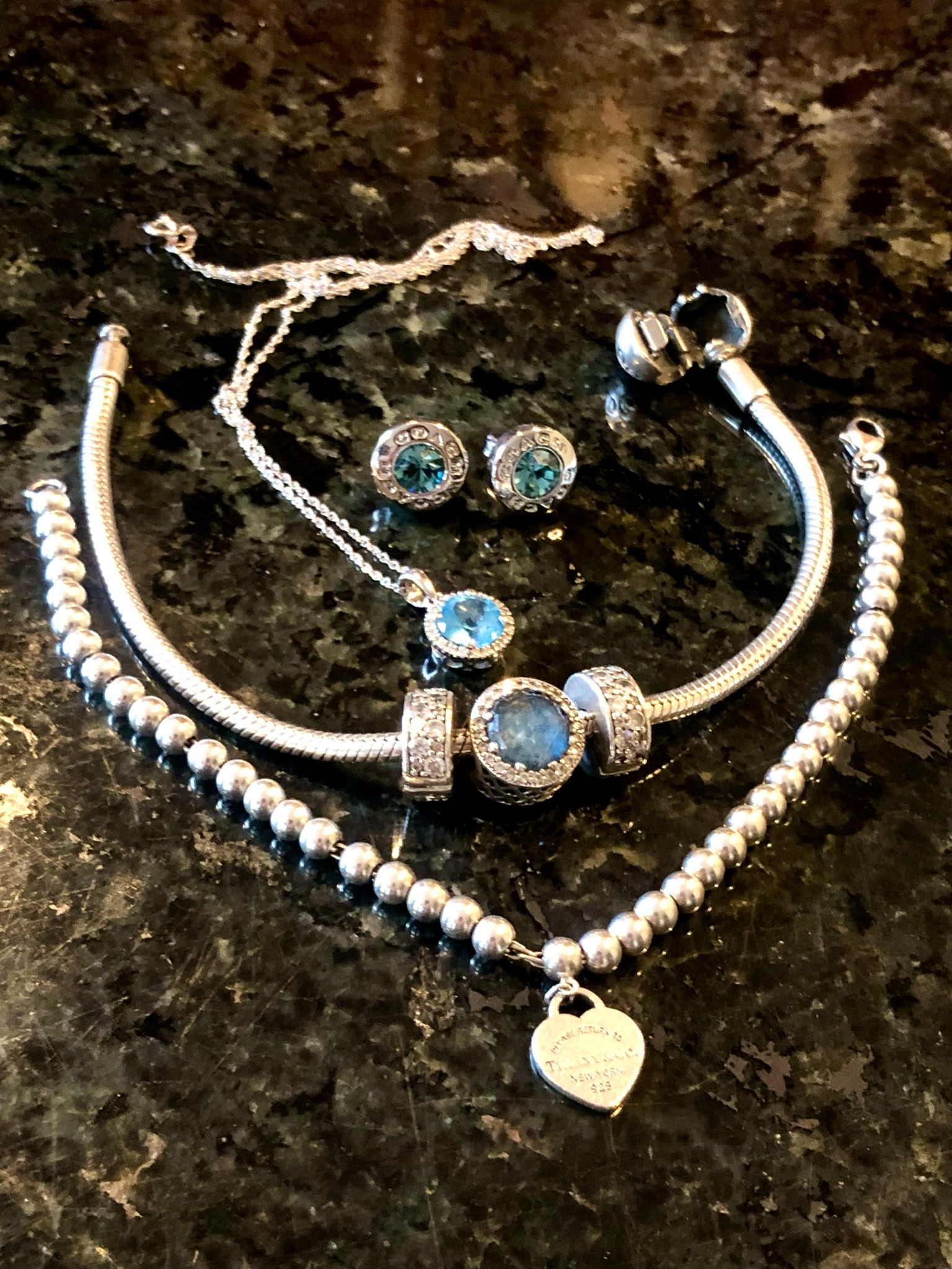 Refreshing summer blues—2 bracelets, blue topaz necklace and earrings!