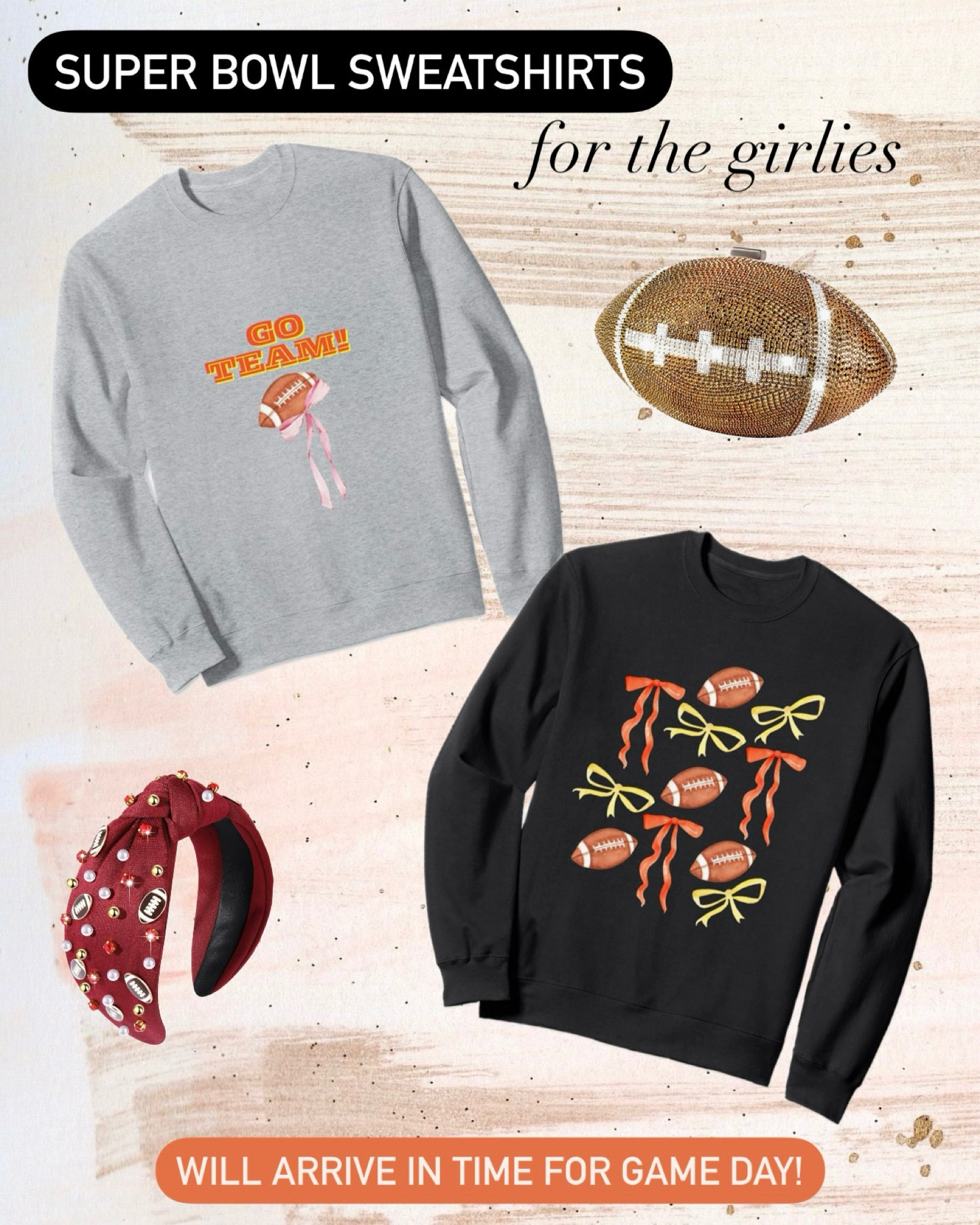 Super Bowl Sweatshirts 🏈🎀✨ Order these Amazon finds now + they’ll arrive in time for Game Day! 

The beaded football headband, football earrings, football purse, and game day bracelet stack are all on Amazon Prime as well! 📣

Super Bowl, Game Day Outfits, Football Game Outfit, Football Fan, Football Team, Tailgating, Kansas City Chiefs, 49ers, Super Bowl Party, Super Bowl Sunday, game day look, tailgate, NFL, Football Sunday, Game Day Style, NFL Sunday, football season, football game, football fans, bow trend, Taylor swift, tailgate party, Kansas City Chiefs, football playoffs, 49ers, Dallas Cowboys, Philadelphia Eagles, comfy outfit, football pullover, crewneck, football purse, football accessories, football headband, petite fashion, game day sweatshirt, cozy outfit, football earrings, football bracelets, team colors, trending headbands

#amazonfashion #amazonfinds #founditonamazon

#LTKSeasonal #LTKstyletip #LTKfindsunder50