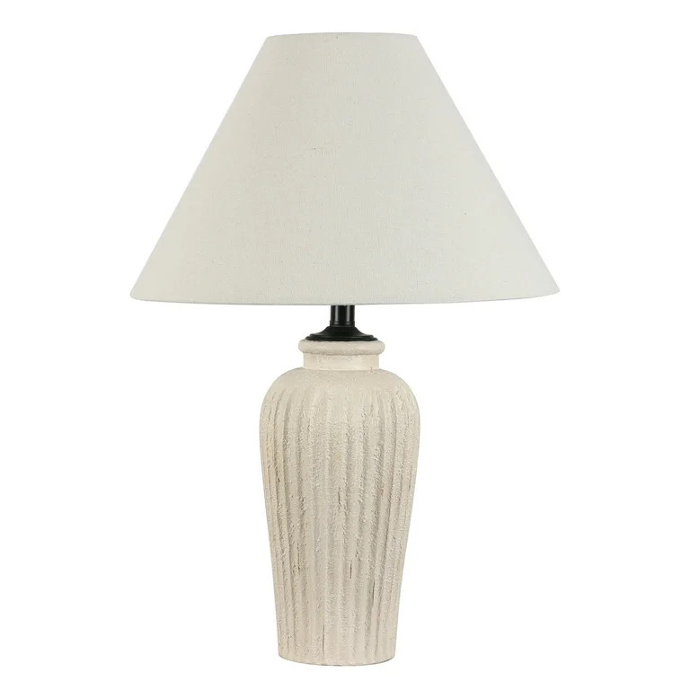 BHG Large Ribbed Ceramic Table Lamp Base, Beige, Transitional Design, Office and Dorm - Walmart.c... | Walmart (US)