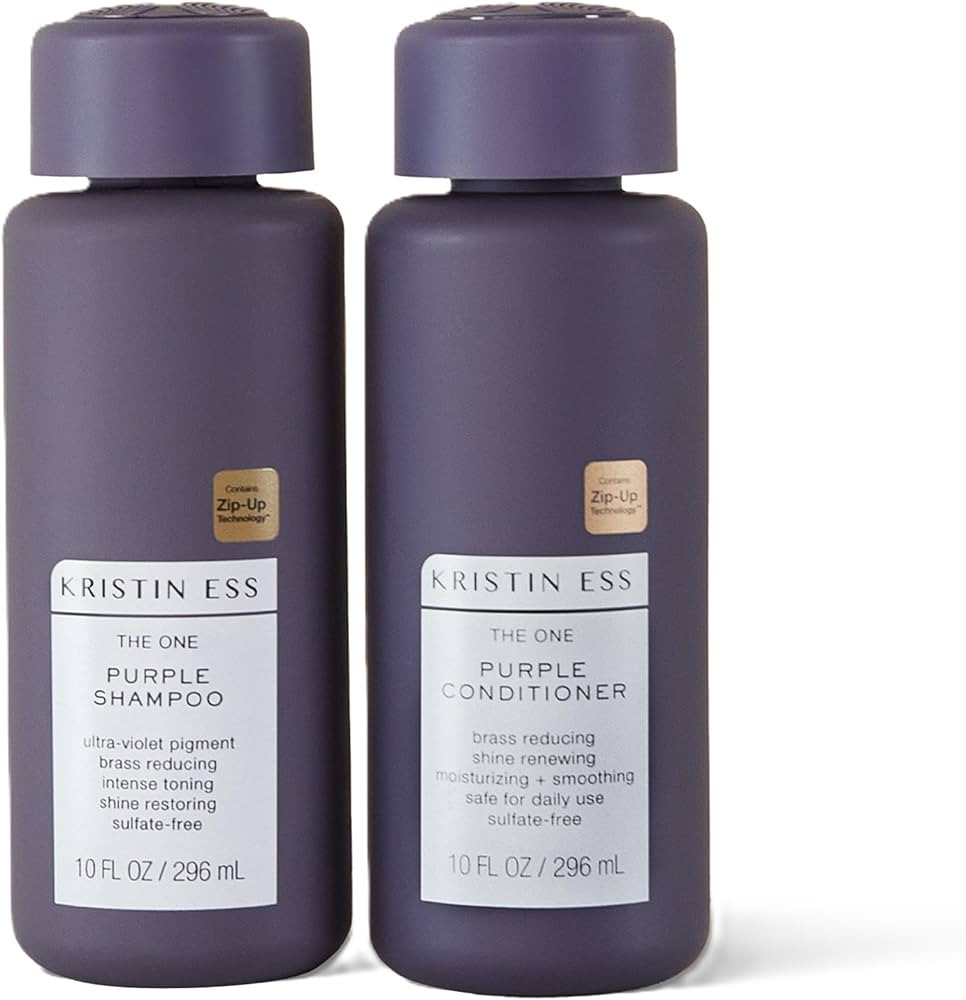 Kristin Ess Hair Purple Shampoo and Conditioner Set for Blonde, Brunette, Silver + Gray Hair, Ant... | Amazon (US)