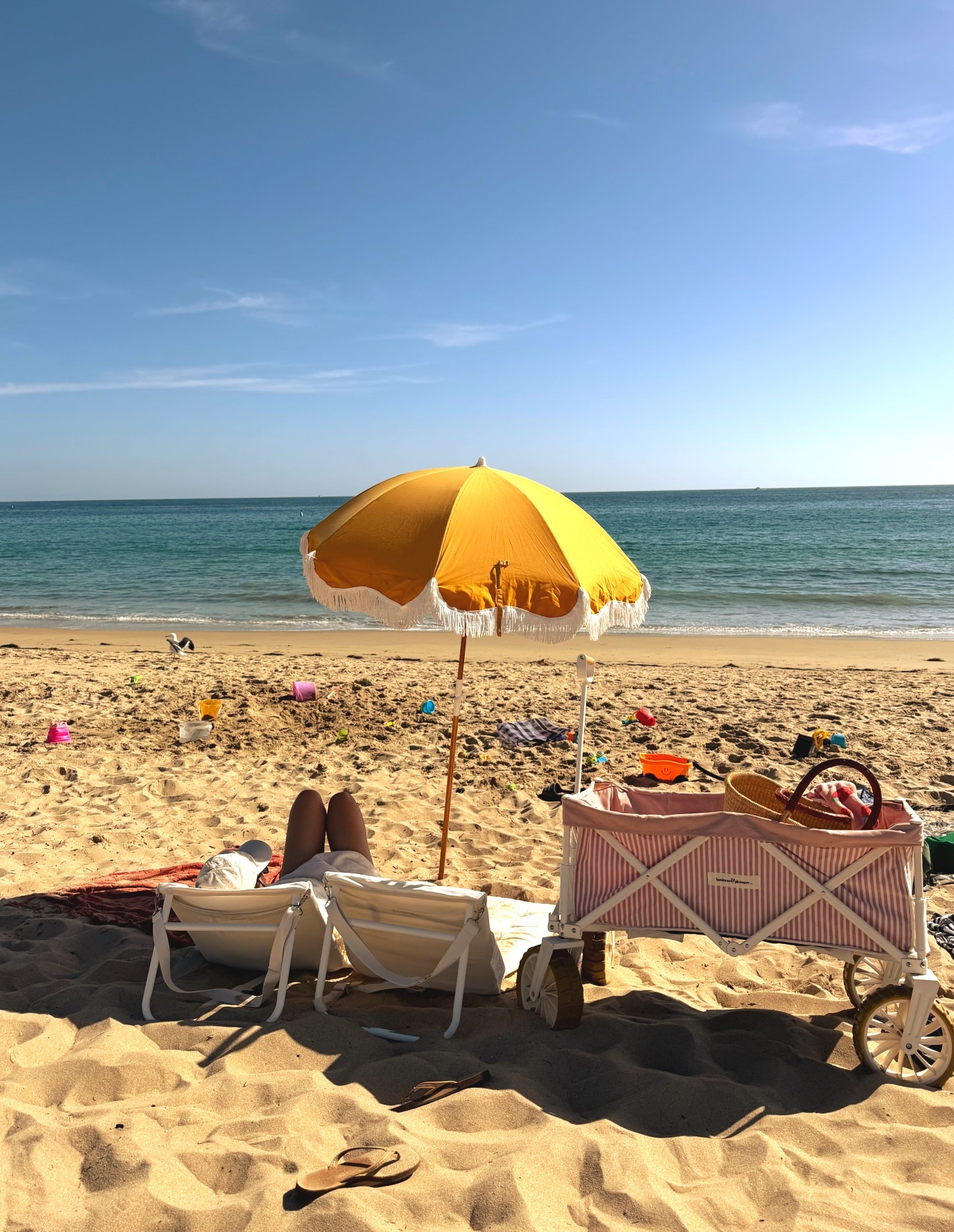 My beach set up ☀️🌊⛱️