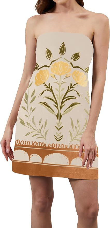 Women Strapless Tube Mini Dress Summer Casual Boho Floral Print Sleeveless Backless Going Out Bea... | Amazon (US)