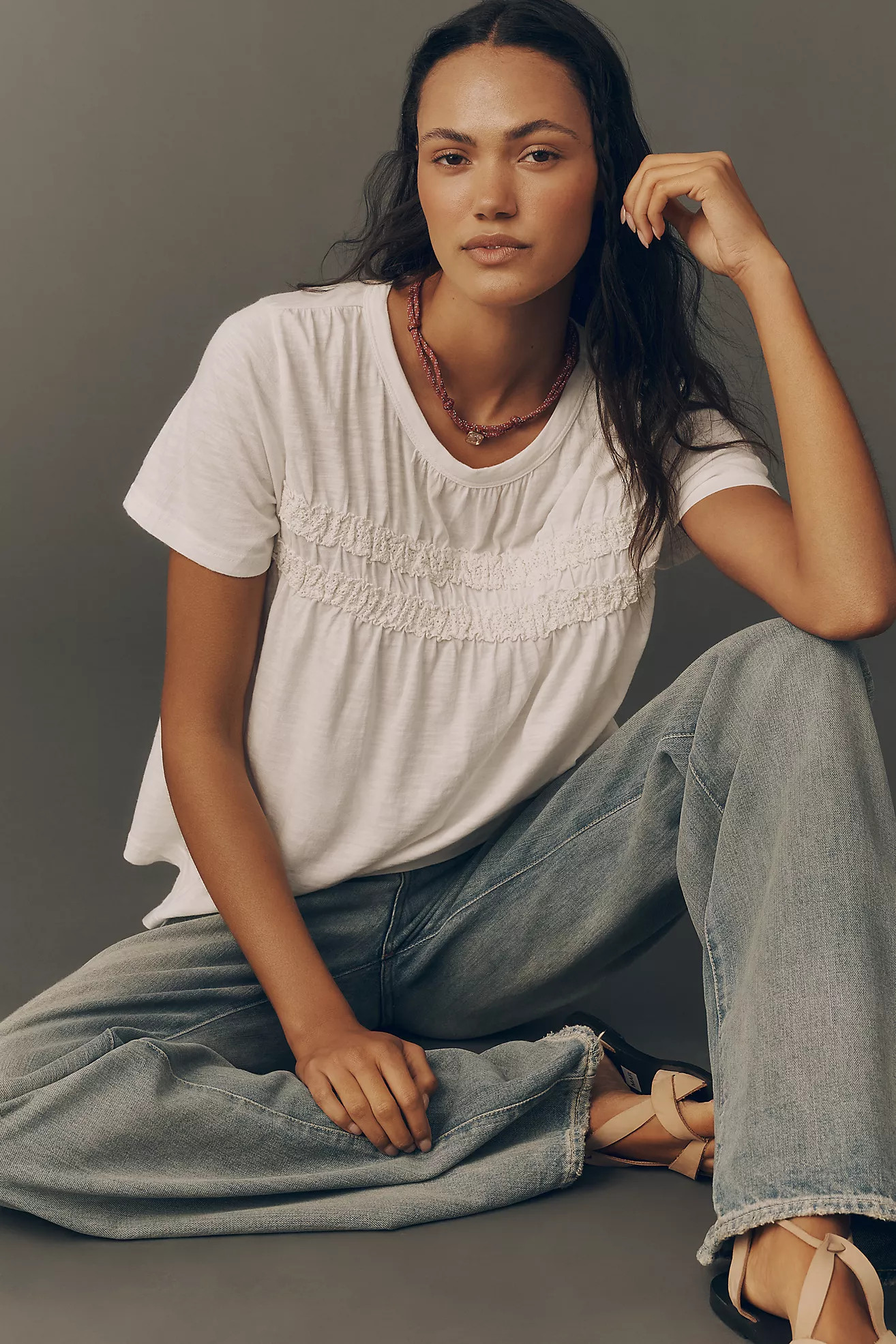 Pilcro Short-Sleeve Smocked Tee | Anthropologie (US)