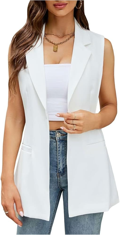Kedera Women's Long Sleeveless Duster Trench Vest Casual Lapel Office Blazer Jacket | Amazon (CA)
