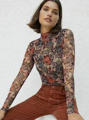 NWT ANTHROPOLOGIE GAUZY PRINTED FLORAL TURTLENECK PULLOVER TOP PINK M MEDIUM | eBay CA