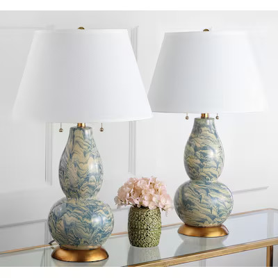 Safavieh Color Swirls Modern/contemporary Medium base (E-26) Lamp Set with Off-white Shades | Lowe's