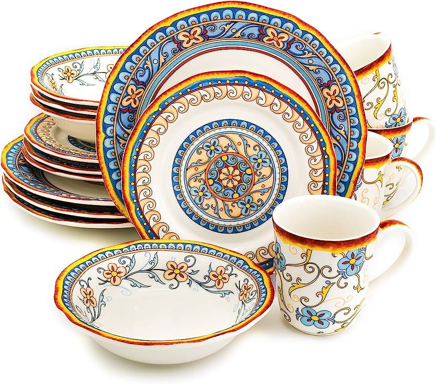 Euro Ceramica Duomo 16 Piece Stoneware Dinnerware Set, Service for 4 – Thanksgiving-Fall-Summer... | Amazon (US)