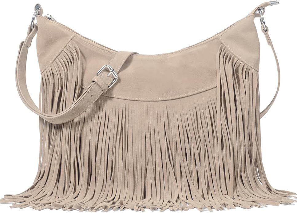 Sunwel Fashion Women Fringe Hobo Bag Western Purse Shoulder Bag Vegan Suede Tassel Hippie Crossbo... | Amazon (US)