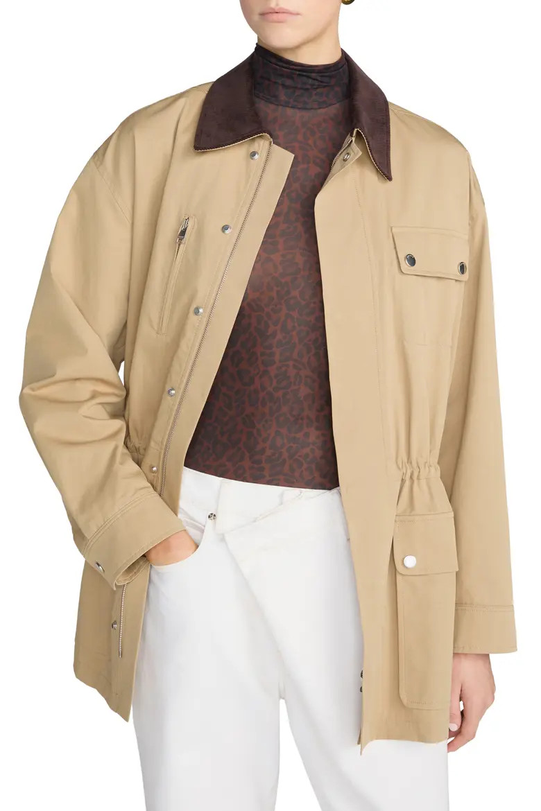 FRAME Twill Safari Jacket in Khaki at Nordstrom, Size X-Large | Nordstrom