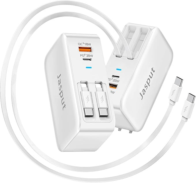 4 in 1 Retractable Wall Charger with Dual Cables,40W Retractable Phone Charger Wall Plug with Dua... | Amazon (US)