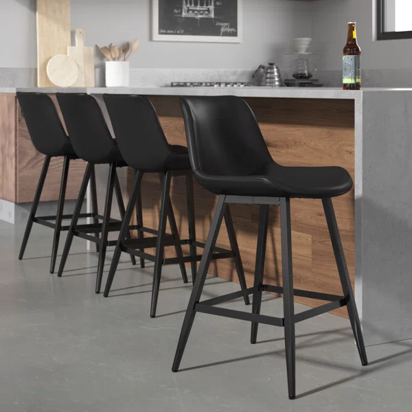 Rasnick Upholstered Counter Stool with Metal Frame (Set of 4) | Wayfair North America