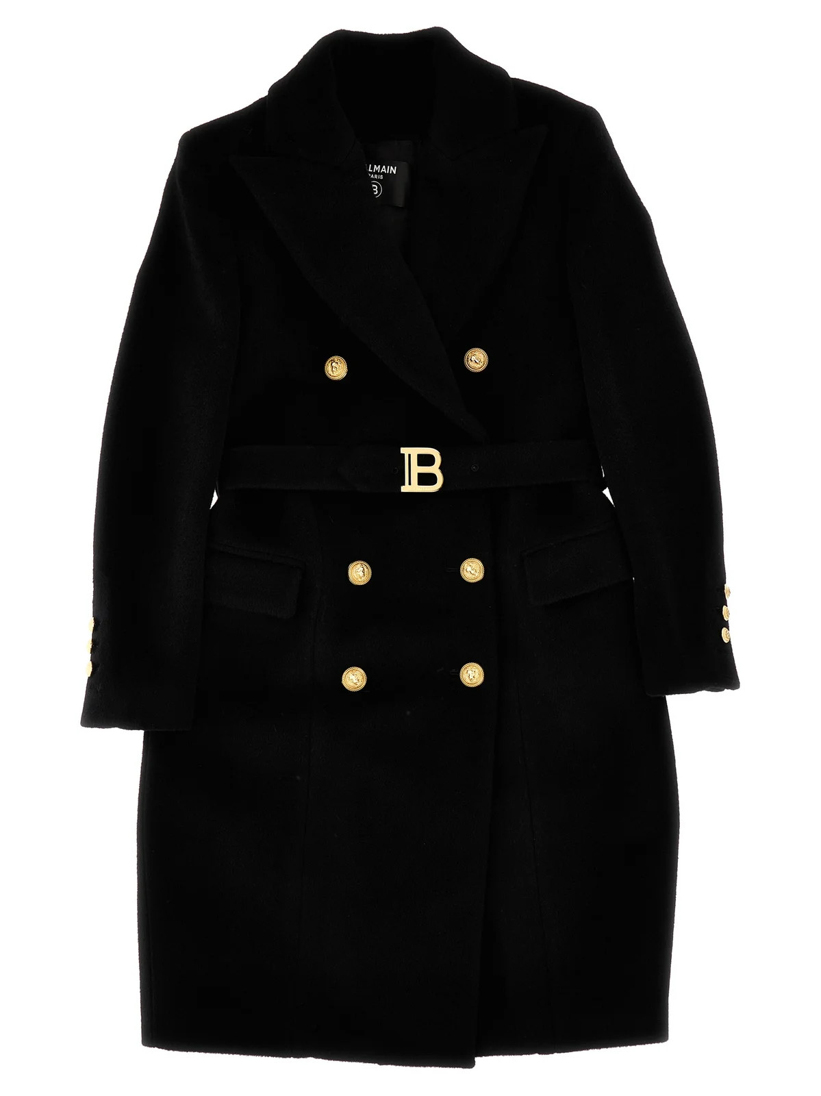 Balmain Kids Double-Breasted Belted Peaked Coat | Cettire Global