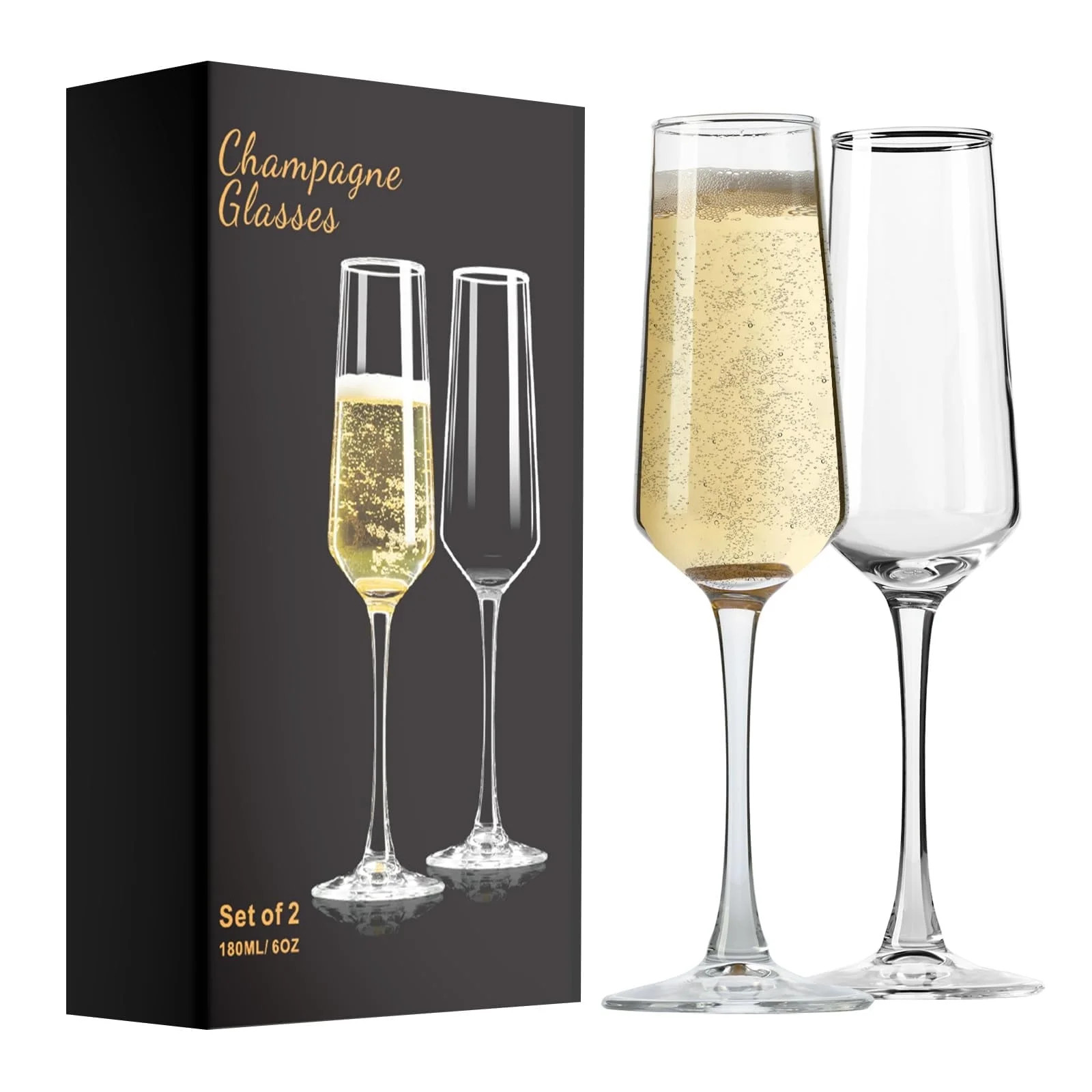 PARACITY Champagne Flutes, Glass Champagne Flutes Set of 2, Gift for Birthday, Wedding, Clear Spa... | Walmart (US)