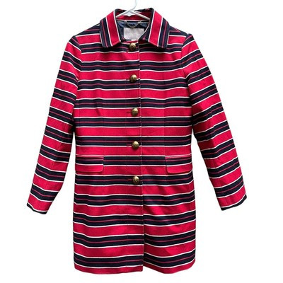 Banana Republic Red White Blue Striped Jacket Coat Gold Buttons Women's Small | eBay US
