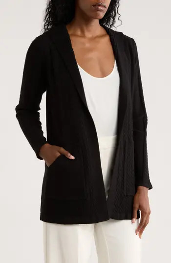 CYRUS Cable Knit Hooded Cardigan in Black at Nordstrom Rack, Size Medium | Nordstrom Rack