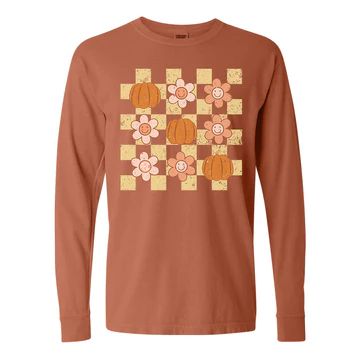 Monogrammed 'Daisy Pumpkin' Comfort Colors Long Sleeve T-Shirt | United Monograms