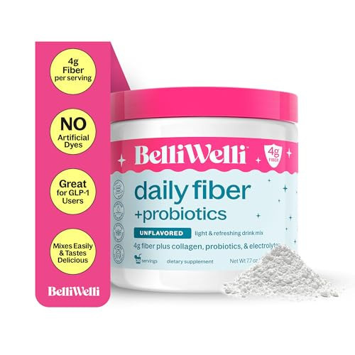 Belli Welli Unflavored Daily Fiber Supplement Powder with Collagen, Probiotics & Electrolytes | Supports Digestive Health, Gut Balance & Debloating, Sugar Free | 30 Servings | Amazon (US)