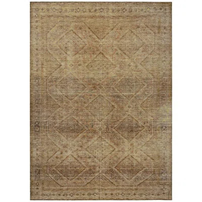 10' X 14' Khaki And Beige Geometric Washable Indoor Outdoor Area Rug | Wayfair North America