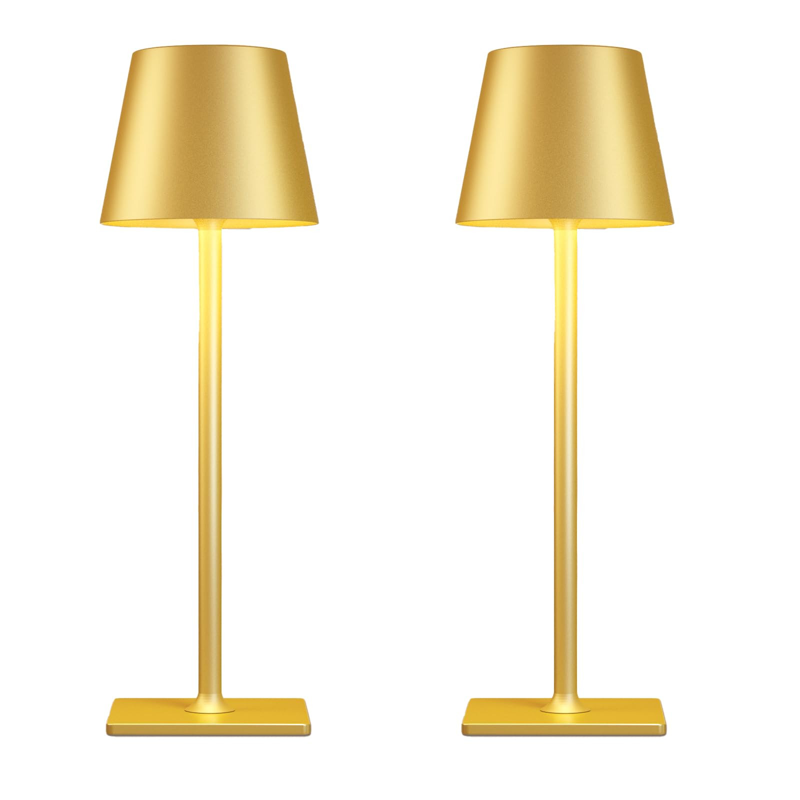 2 Pack Gold Rechargeable Table Lamps,Cordless Lamp with 6000mAh Battery Operated,Wireless Lamp for Restaurant Home Dinner Dining Kitchen Outdoor Patio,Waterproof & Portable | Amazon (US)