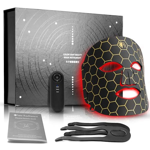 PureRadiance Health Blue Red LED Face Mask Light Therapy for Face - Red Light Therapy LED Mask - Reduces Fine Lines, Wrinkles, Dark Circles - 7 Modes | Amazon (US)