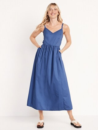 Cotton-Poplin Cami Maxi Swing Dress for Women | Old Navy (US)