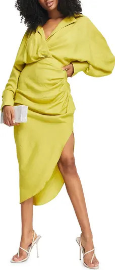ASOS DESIGN Ruched Asymmetric Long Sleeve Dress | Nordstrom | Nordstrom