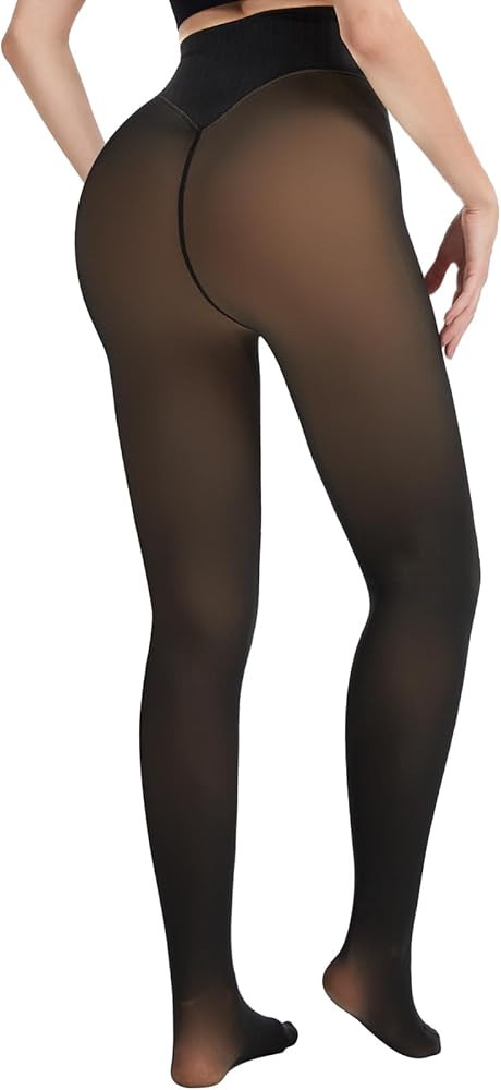 Fleece Lined Tights Women One Line High Waist Warm Sheer Fleece Tights Thick Thermal Pantyhose Wi... | Amazon (US)