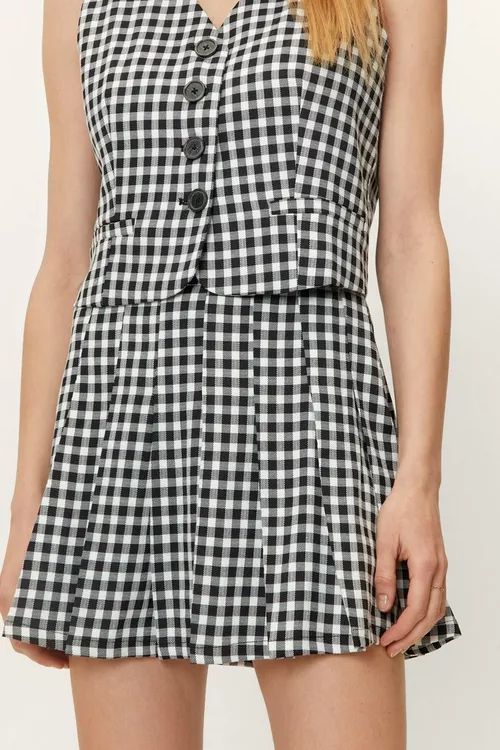 Gingham Pleated Tennis Mini Skirt | Nasty Gal (US)