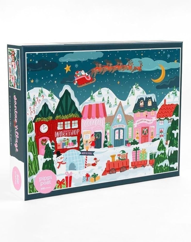Santa's Village Holiday Jigsaw Puzzle, 500 Pieces, 18x24 inches, Christmas Scene with Workshop an... | Amazon (US)