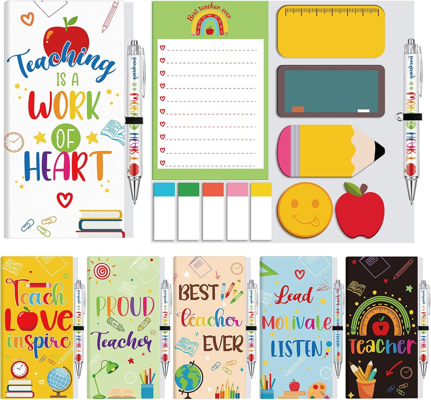 Amazon.com : Sayglossy 6 Pack Teaching is a Work of Heart Sticky Notes and Pen Set Blackboard Pen... | Amazon (US)
