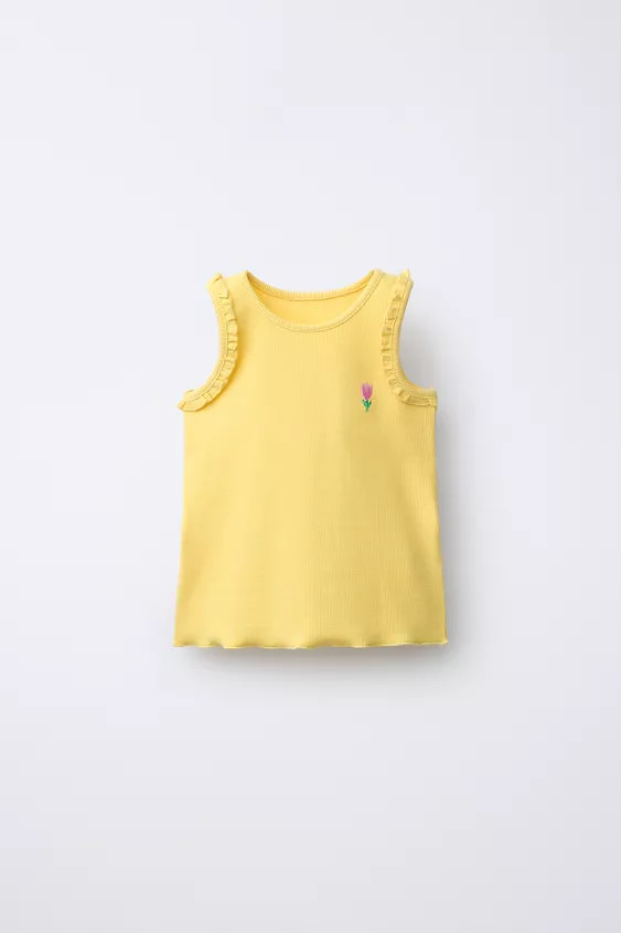 EMBROIDERED RIBBED SLEEVELESS TOP | Zara US