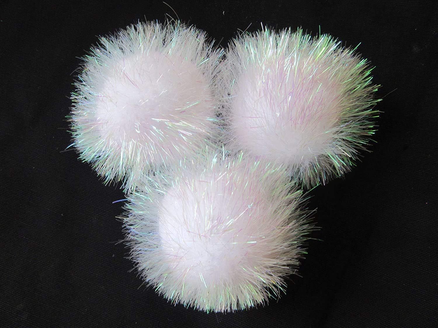 YYCRAFT 30pcs Large Glitter Tinsel Pom Poms Sparkle Balls for DIY Craft,Cat Toys-White/Iridescent... | Amazon (US)
