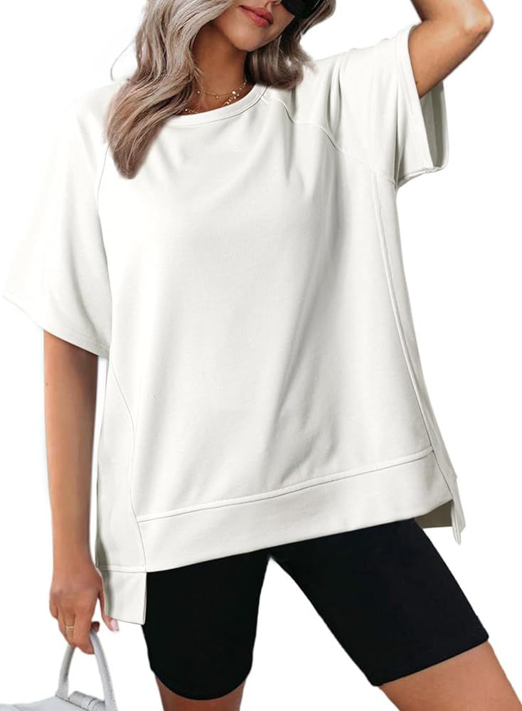 Dokotoo Oversized T Shirts for Women Crewneck Short Sleeve Casual Summer Tops Lightweight Loose H... | Amazon (US)