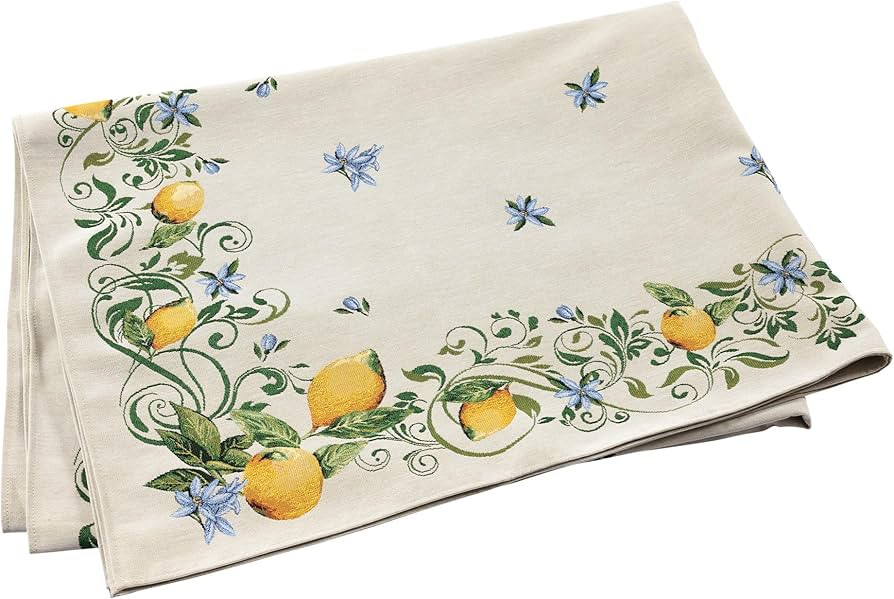 Vietri Tavola Lemons with Blue Flowers Tablecloth, 102" L, 63" W | Amazon (US)