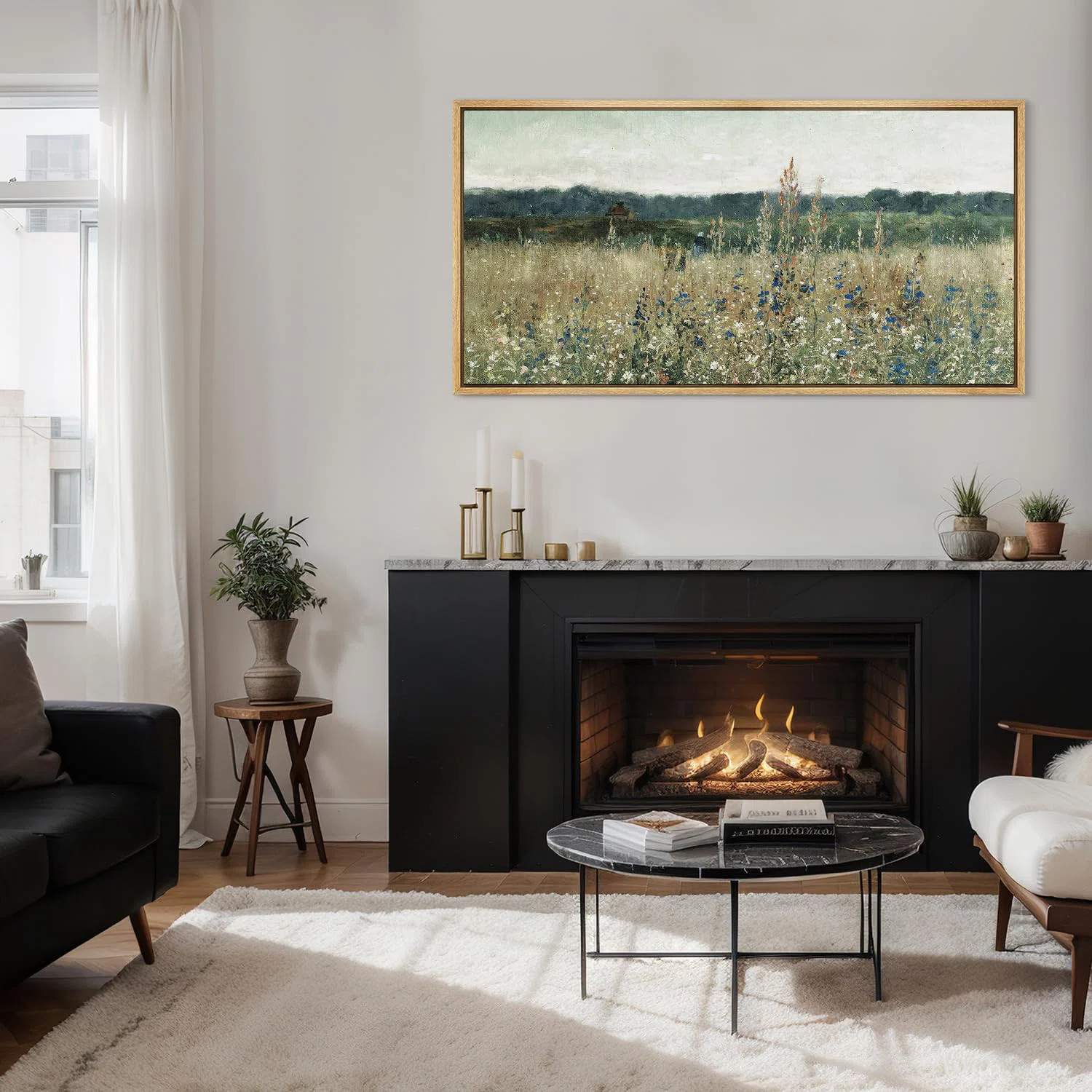 Rustic Countryside " Rustic Field Wildflowers Vintage Countryside Nature Landscape Retro Art Deco... | Wayfair North America