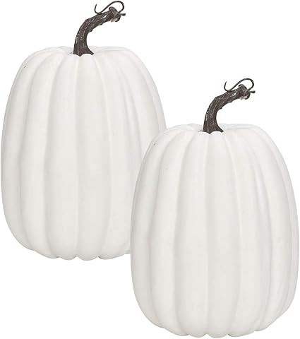 8 Inch Large White Pumpkins for Decorating - 2PCS Big White Foam Decorative Pumpkins for Fall Dec... | Amazon (US)