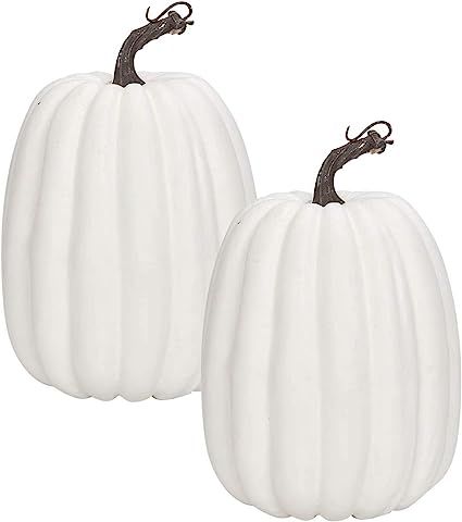 8 Inch Large White Pumpkins for Decorating - 2PCS Big White Foam Decorative Pumpkins for Fall Dec... | Amazon (US)