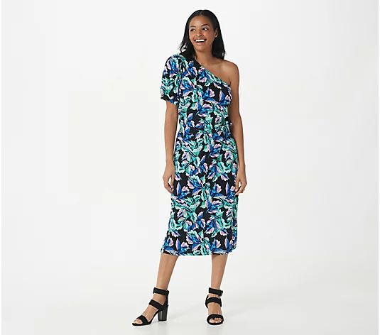 G.I.L.I. One Shoulder Printed Knit Dress | QVC