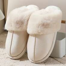 Women's Plush Lined Slippers, Wool Fluffy Moccasins,Outdoor Indoor Dual Use Slippers | SHEIN