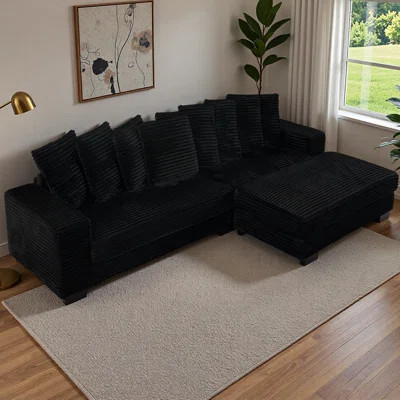 Corduroy Upholstered Sleeper Sectional Sofa, L-shaped Modular Convertible Couch With Tufted Design And Reversible Chaise For Living Room | Wayfair North America