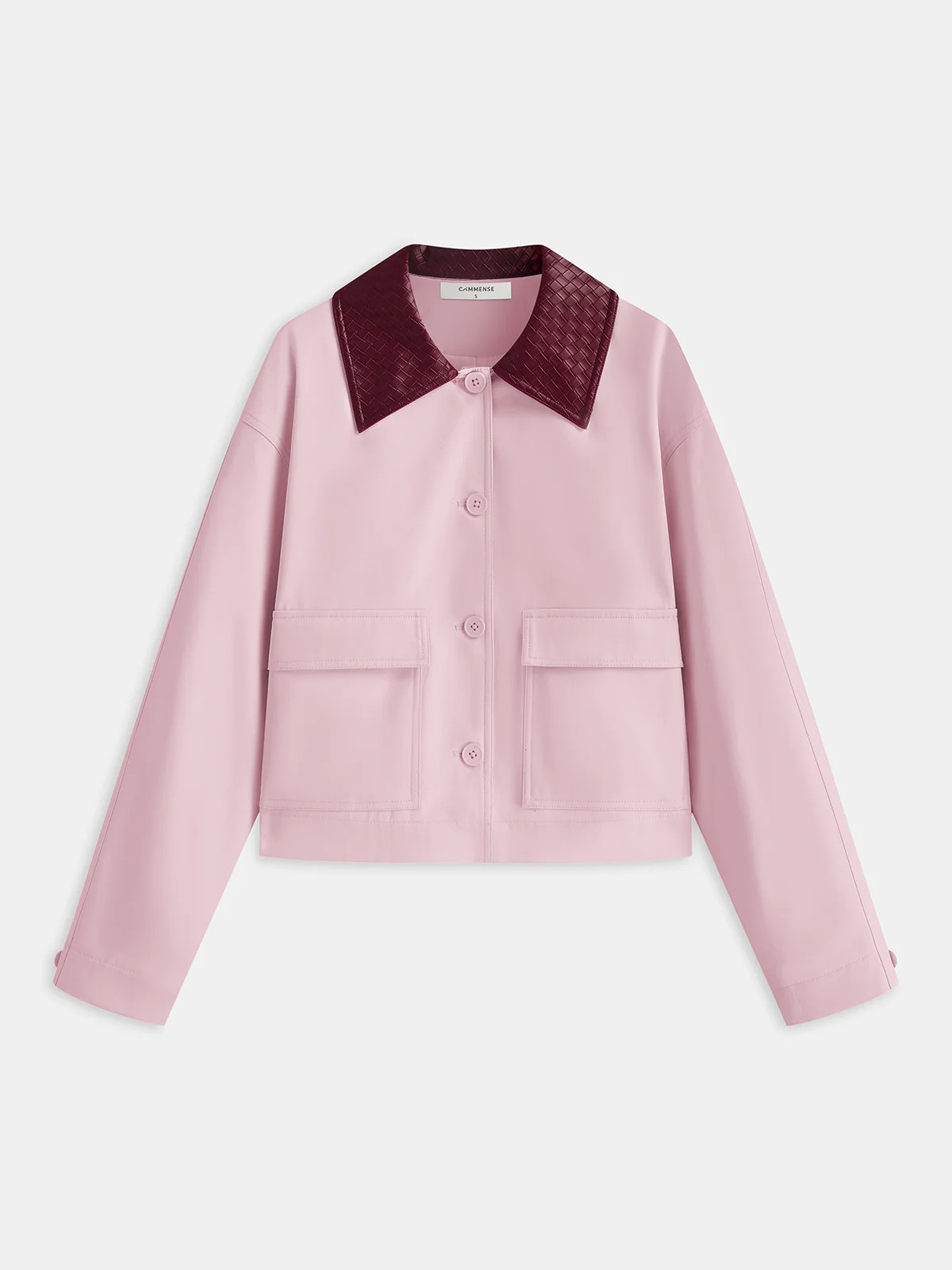 PU Collar Cropped Jacket | Commense