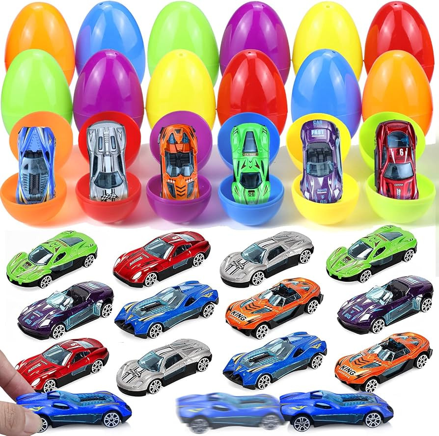 Letapapa 12 Pack Easter Eggs with Die-cast Cars for Kids Boys Easter Basket Stuffers, Prefilled E... | Amazon (US)