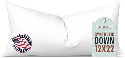 Pillowflex Synthetic Down Pillow Insert - 12x22 Down Alternative Pillow, Ultra Soft, Small Rectan... | Amazon (US)