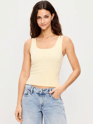 Hug Double-Layer Scoop-Neck Tank Top | Old Navy (US)