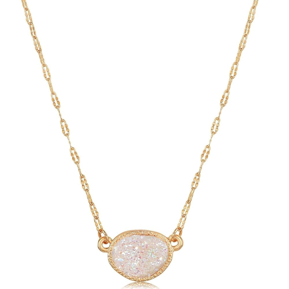 Humble Chic NY Simulated Druzy Pendant Necklace for Women with Sparkly Oval Stone - Gold, Silver,... | Amazon (US)