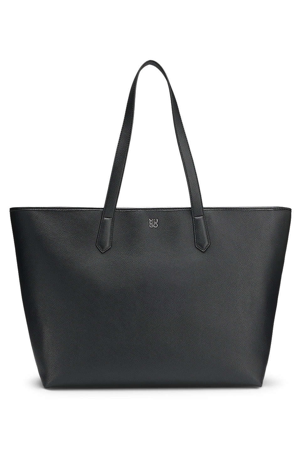 Grained faux-leather tote bag with stacked-logo trim | Hugo Boss (UK)