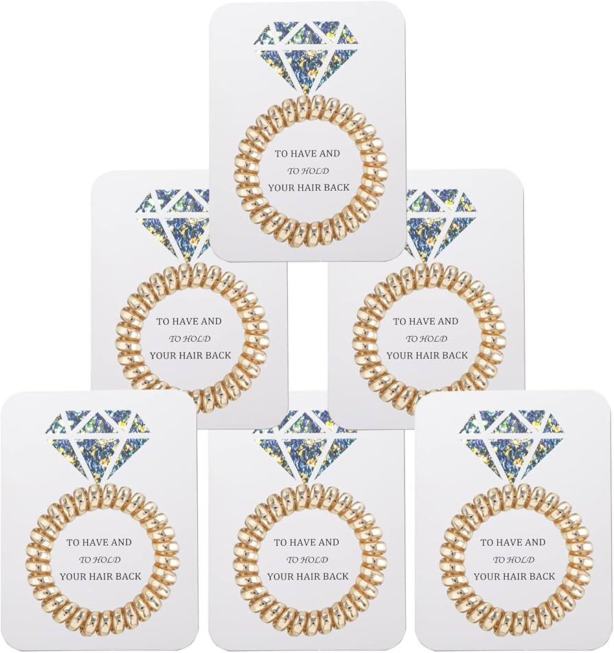 Lorcolais Bridesmaid Scrunchies Bachelorette Hair Ties Set of 6,Spiral Coil Hair Ties with Diamon... | Amazon (US)