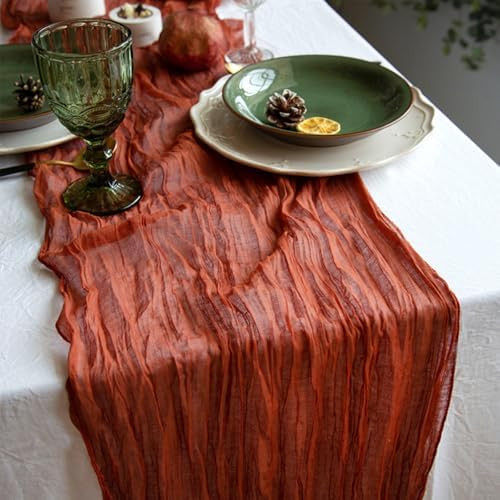 3 Pack Terracotta Cheesecloth Table Runner, 10FT Rusty Red/Burnt Orange Boho Gauze Romantic Table... | Amazon (US)