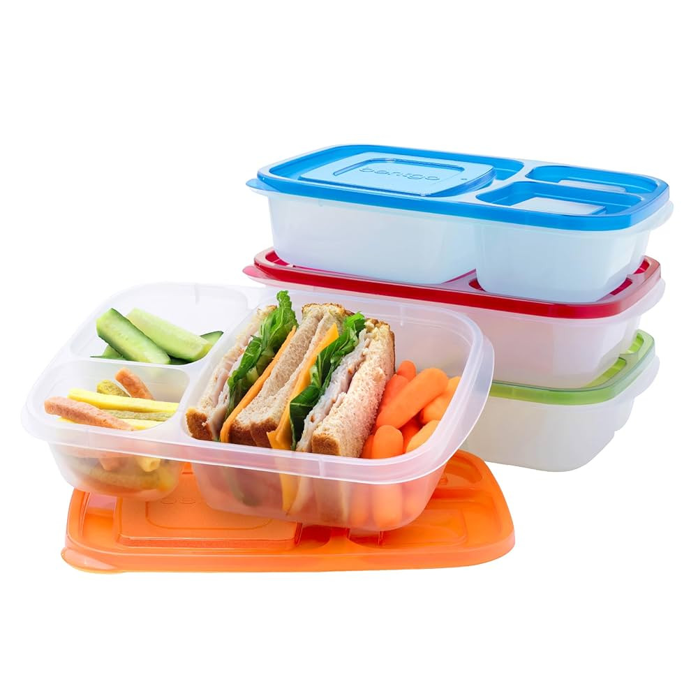 Bentgo Easyboxes - Original Stackable Lunch Boxes - Reusable 3-Compartment Food Containers for Ki... | Amazon (US)